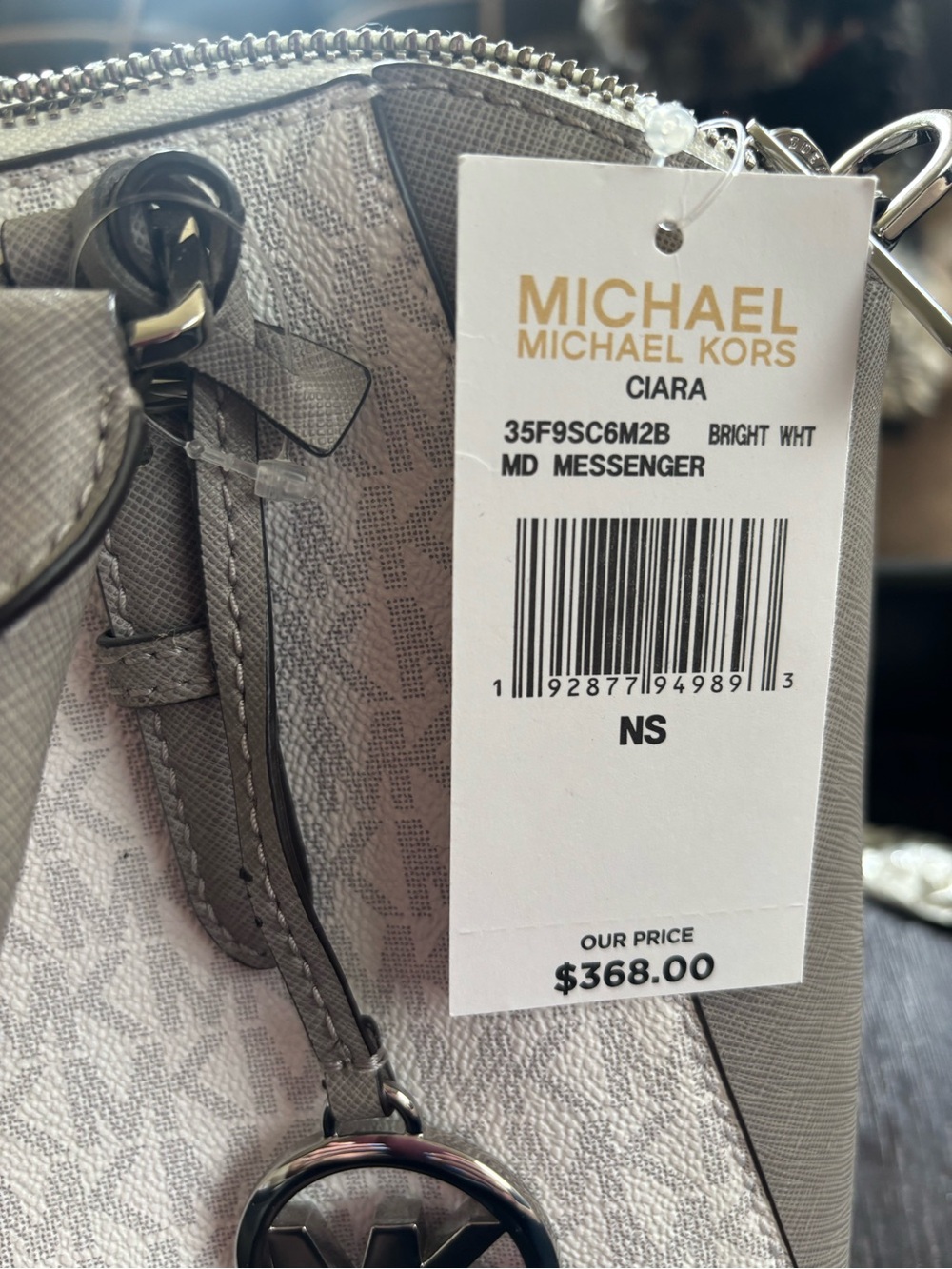 Michael Kors Logo Dome Satchel in Light Gray and Silver - Picture 2 of 9